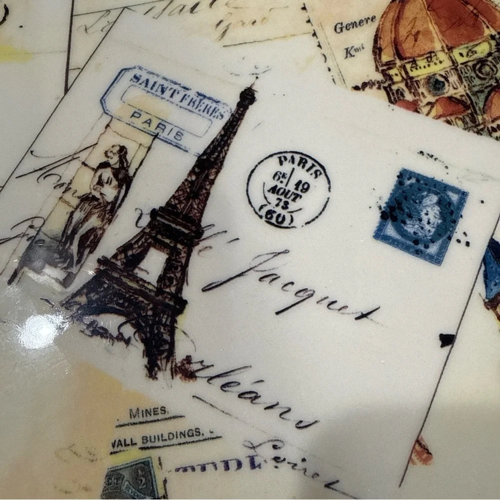 Williams Sonoma Grande Tour Postcard Square Serving Platter 2008